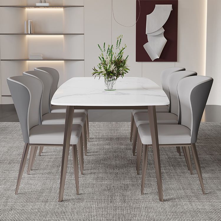 Modern Scratch Resistant Dining Table Sintered Stone Rectangle Table with 4 Legs Base Clearhalo ' dining_table' 'Dining Tables & Seating' 'Dining Tables' 'Furniture' 'furniture_dining_table' 'Kitchen & Dining Furniture' 'kitchen&dining_furn' 'kitchen' 'kitchen_dining_table' 1200x1200_6846bc0c-4476-4836-ba26-00f440691131