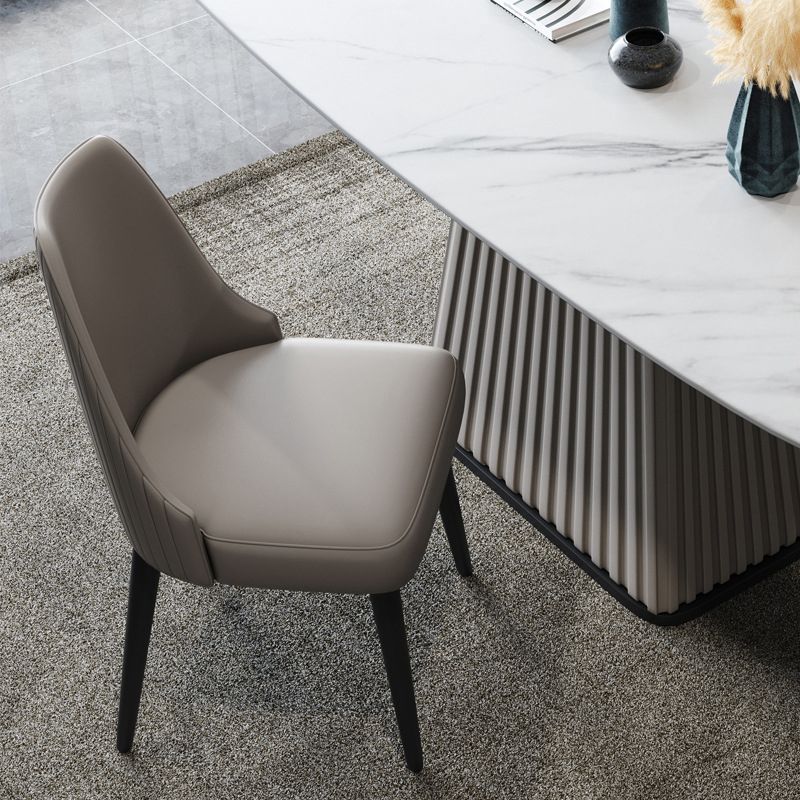 Nordic Metal Side Chair Parsons Armless Chair with Black Legs