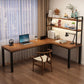 L-Shaped Office Laptop Table Wood Writing Desk in Brown with 5-Legs Clearhalo 'furn' 'furn_office_desk' 'Furniture' 'Office Desks' 'Office Furniture' 'office_desk' 1200x1200_68492769-5821-4191-8fec-8500a0fee712