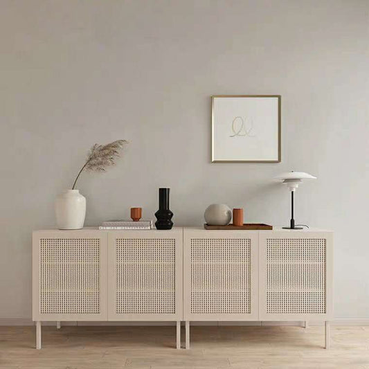 Rattan 2 deuren buffet server 36-inch Hoogte houten keukenserver voor eetkamer