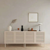 Serveur de buffet de rotin 2 portes serveur de cuisine en bois de 36 pouces de hauteur pour salle à manger