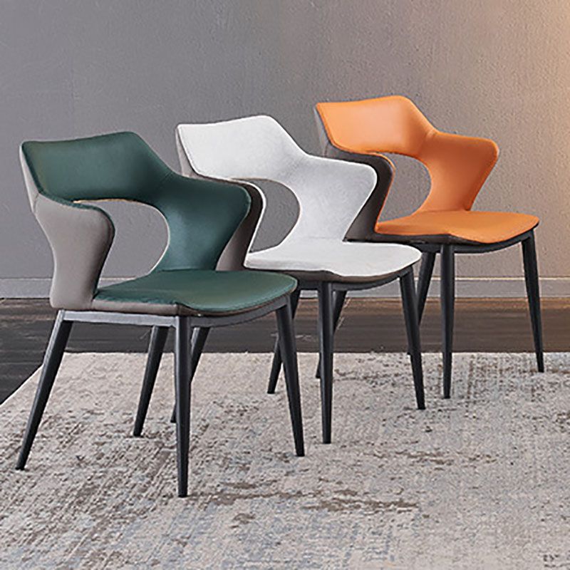Contemporary Dining Chair Kitchen Open Back Arm Side Chair with Metal Legs Clearhalo 'Dining Chairs' 'Dining Tables & Seating' 'dining_chair' 'furn' 'furn_dining_chair' 'Furniture' 'furniture_dining_chair' 'Kitchen & Dining Furniture' 1200x1200_684b0c5b-55bd-47ec-82b6-6bf5211679c5