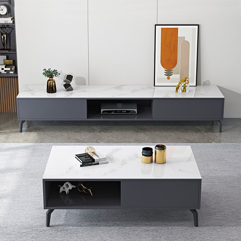 Glam Glass Top Media Console TV Stand Engineered Wood TV Console Clearhalo 'furn' 'furn_tv_stands_entertainment_centers' 'Furniture' 'Living Room Furniture' 'TV Stands & Entertainment Centers' 'TV Stands & Media Storage Furniture' 'tv_stands_entertainment_centers' 1200x1200_684dbbfc-e0fc-4575-b164-d2ac79caa3ca