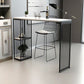 White Rectangle Bar Height Table Artificial Wood Pub Table with 2-shelf