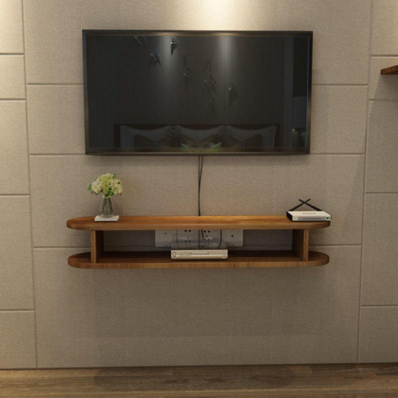 Matte afwerking Wall gemonteerde media-stand met planken Scandinavische massieve hout tv-console