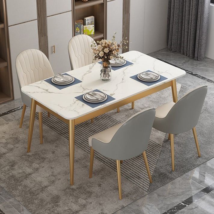 Traditional Luxury Dining Table White Top Rectangle 4 Legs Table for Home Clearhalo 'Dining Tables & Seating' 'Dining Tables' 'dining_table' 'furn' 'furn_dining_table' 'Furniture' 'Kitchen & Dining Furniture' 1200x1200_6851b17a-5adf-4e39-8fcd-4f67aa354ac3