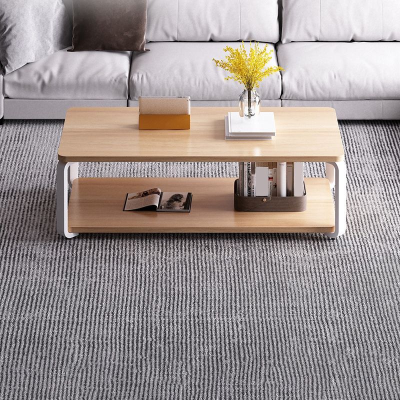Modern Style Wooden Rectangular Table with Abstract Base for Storage Rack Coffee Table Clearhalo 'Coffee & Accent Tables' 'Coffee Tables' 'coffee_tables' 'furn' 'furn_coffee_tables' 'Furniture' 'Living Room Furniture' 1200x1200_68528258-6858-43a7-a4fb-81bcdc80b31a