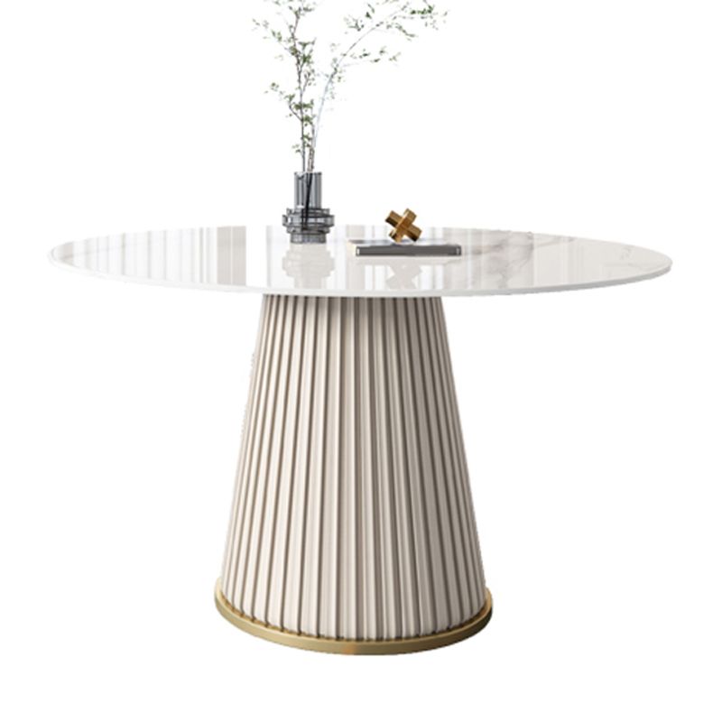 Round Traditional Luxury Dining Room Table White Sintered Stone Table with White Pedestal Base Clearhalo ' dining_table' 'Dining Tables & Seating' 'Dining Tables' 'furn' 'furn_dining_table' 'Furniture' 'furniture_dining_table' 'Kitchen & Dining Furniture' 'kitchen&dining_furn' 'kitchen' 'kitchen_dining_table' 1200x1200_68531e09-19e2-4317-84b6-4687f8b47503