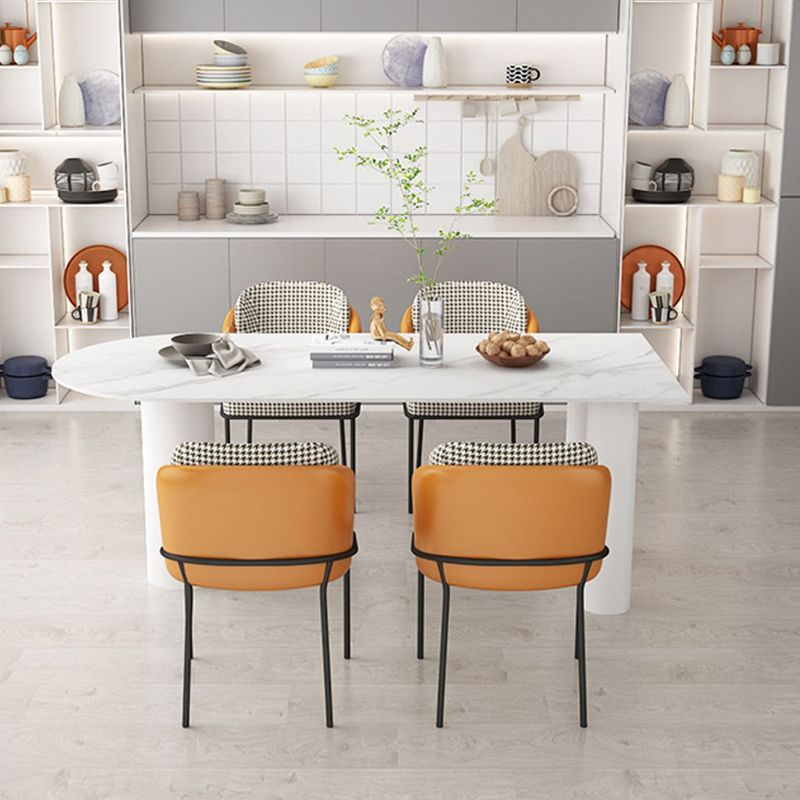 Marmor und Metall weißer Büroschreibtisch Glam gebogen