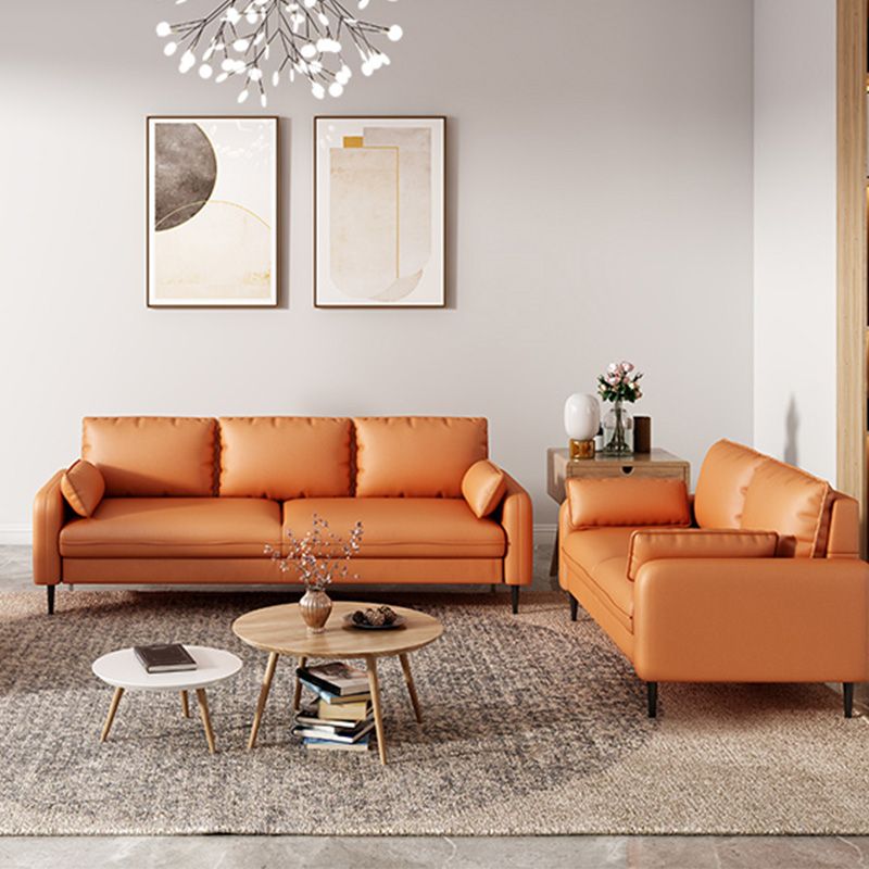 Setente de tela con cuatro patas Sofá contemporánea con almohadas de refuerzo