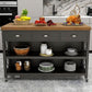Modern Style Rolling Kitchen Cart Metal Rectangular Kitchen Island Cart with Open Storage