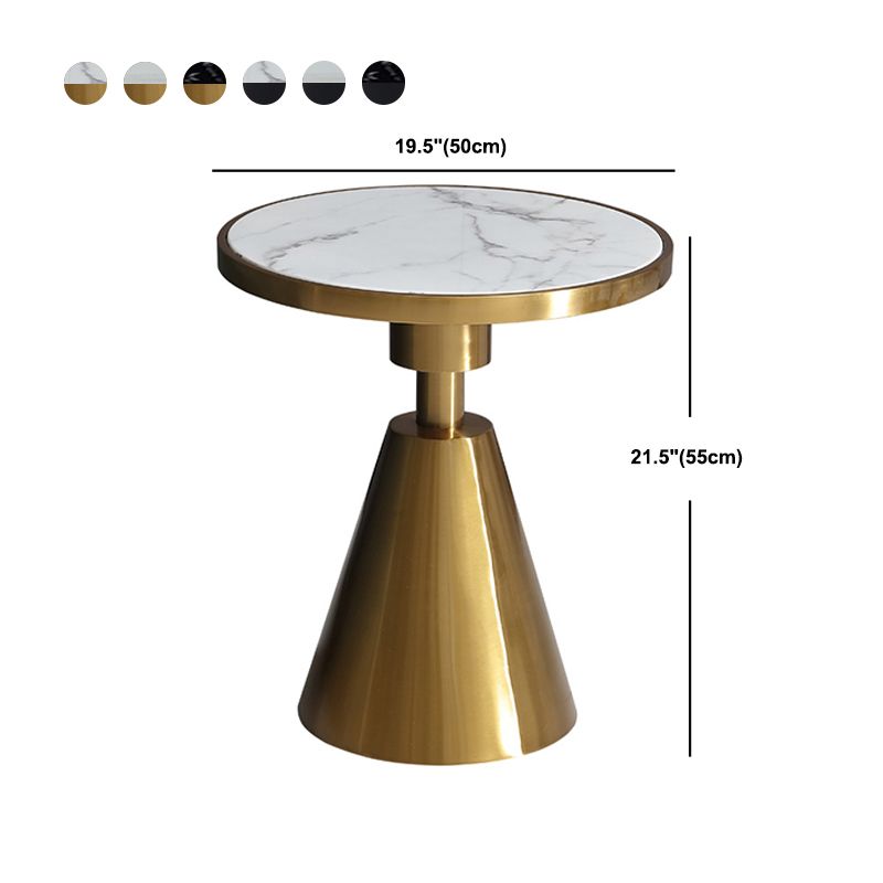 Tavolino contemporaneo di marmo rotondo in marmo/pietra - 21,65 "H