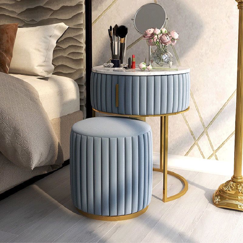 2 Pieces Make-up Vanity Stool Set Luxurious Table with Stone Top