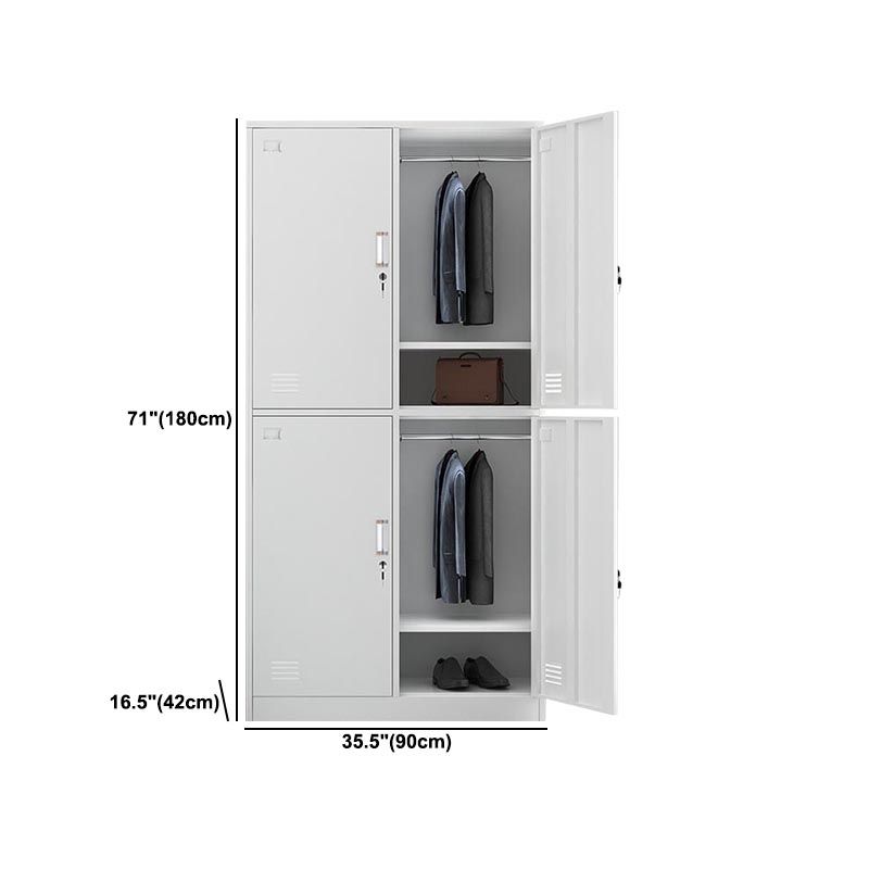 White Steel Wardrobe Armoire Contemporary Hinged Wardrobe Cabinet Clearhalo 'Armoires & Wardrobes' 'armoires_wardrobes' 'Bedroom Furniture' 'furn' 'furn_armoires_wardrobes' 'Furniture' 1200x1200_6856eecf-aac3-458c-932e-8e1010dacd9f