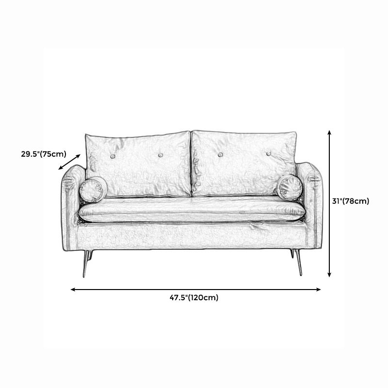 Tufted Square Arm Sofa Mid Century Modern 30.7" H Faux Leather Sofa Clearhalo 'Furniture' 'furniture_sofas' 'kitchen' 'kitchen_sofas' 'Living Room Furniture' 'Sofa' 'sofas' 1200x1200_68590164-12ca-42ad-b375-bd968b191ae3