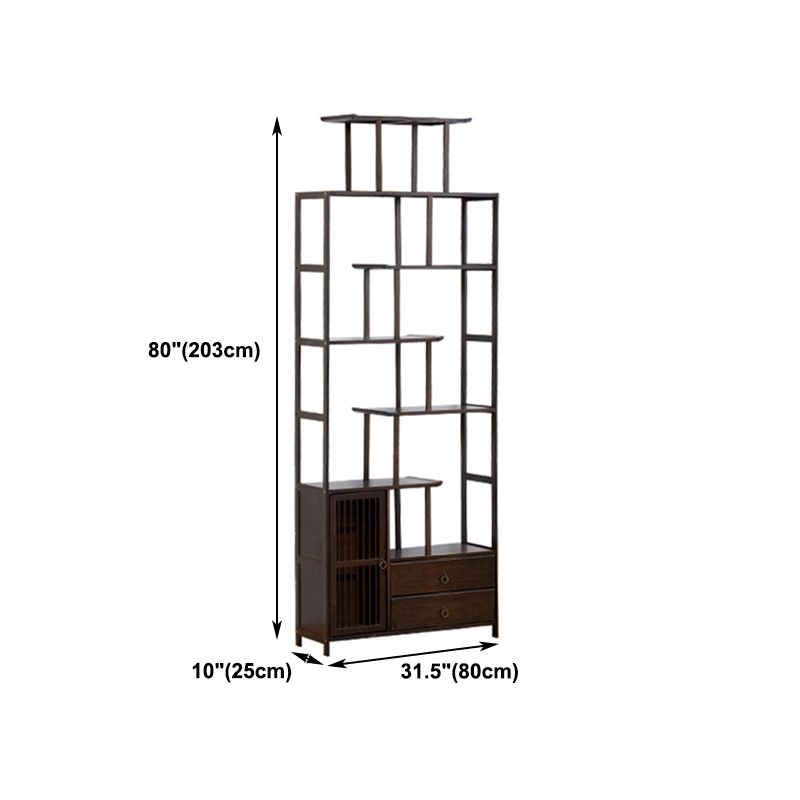 Espresso Shelf Bookcase with Doors Open Back Bookshelf for Office