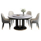 Mesa de comedor sencilla y moderna, mesa redonda con base de madera de caucho para comedor