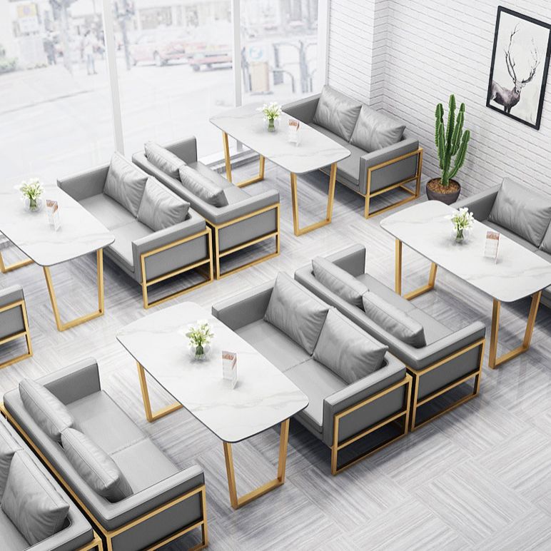 Industrial Style Dining Table Sintered Stone Sled Dining Table with Gold Frame Clearhalo 'Dining Tables & Seating' 'Dining Tables' 'dining_table' 'furn' 'furn_dining_table' 'Furniture' 'furniture_dining_table' 'Kitchen & Dining Furniture' 'kitchen' 'kitchen_dining_table' 1200x1200_68611ee6-3782-454a-81b1-a23a59bba60d