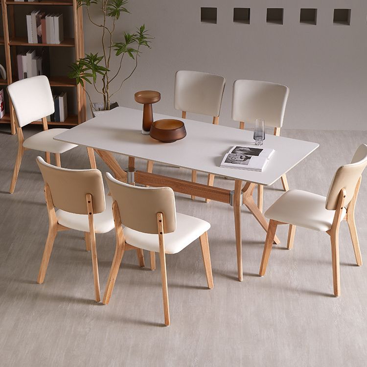 Set di dinette bianca con cornice in legno 1/2/5/7 PC set da pranzo in pietra moderno