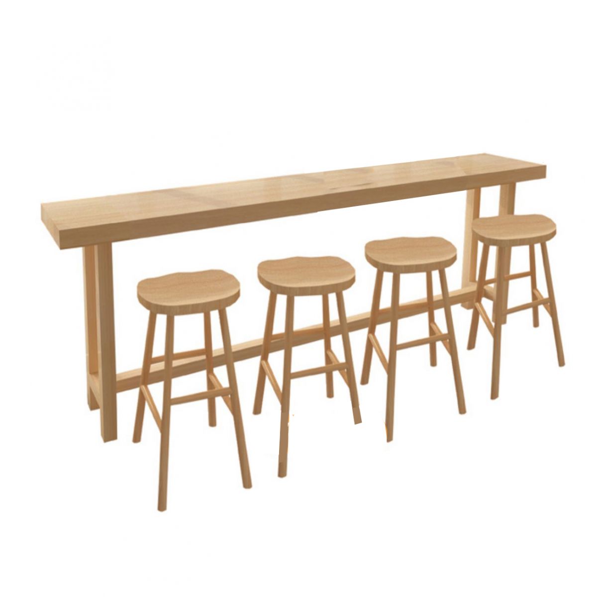 Rechthoekige grenenhouten bistrotafel Moderne pubtafel met houten schraag