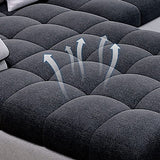 141.73"D x 94.5"W x 33.46"H Pillowed Back Cushions Sectionals with Storage Clearhalo 'furn' 'furn_sectionals' 'Furniture' 'furniture_sectionals' 'kitchen' 'kitchen_sectionals' 'Living Room Furniture' 'Sectionals' 1200x1200_68638c06-54a1-445c-8818-a871796a88f8