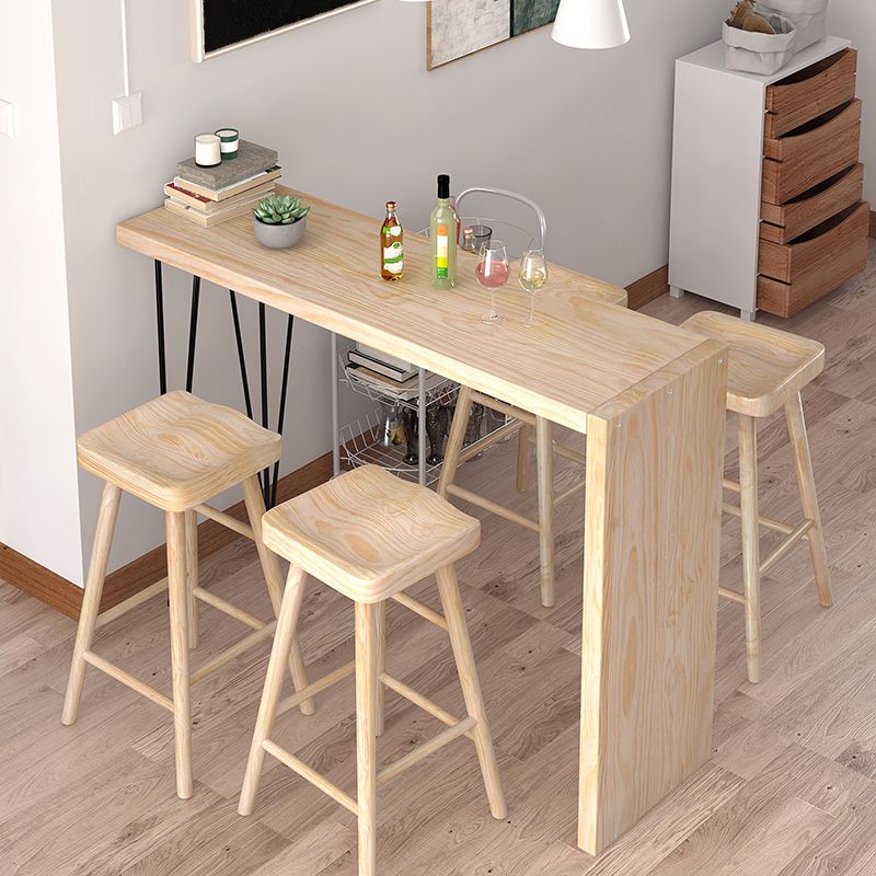 Natural Wood Counter Table with Rectangle Table Top Legs Table - 41.3" H Clearhalo 'Bar Furniture' 'Bar Tables' 'bar_tables' 'furn' 'furn_bar_tables' 'Furniture' 'furniture_bar_tables' 'Kitchen & Dining Furniture' 1200x1200_68647e45-cb69-429d-94a4-eaf5aab604db