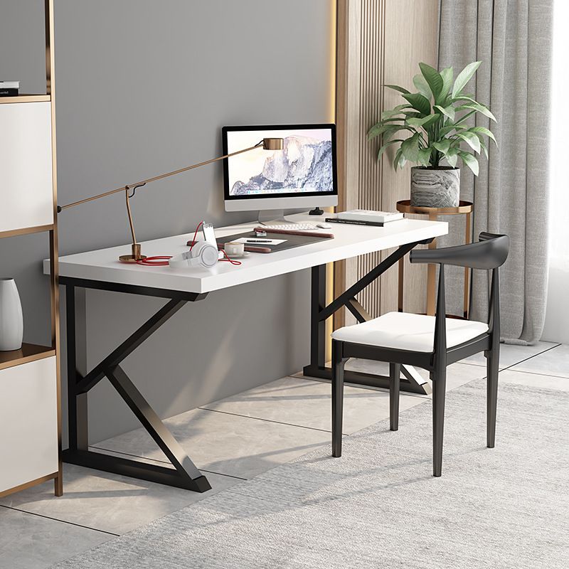 Scrivania rettangolare industriale scrivania in marmo bianco con gambe metalliche