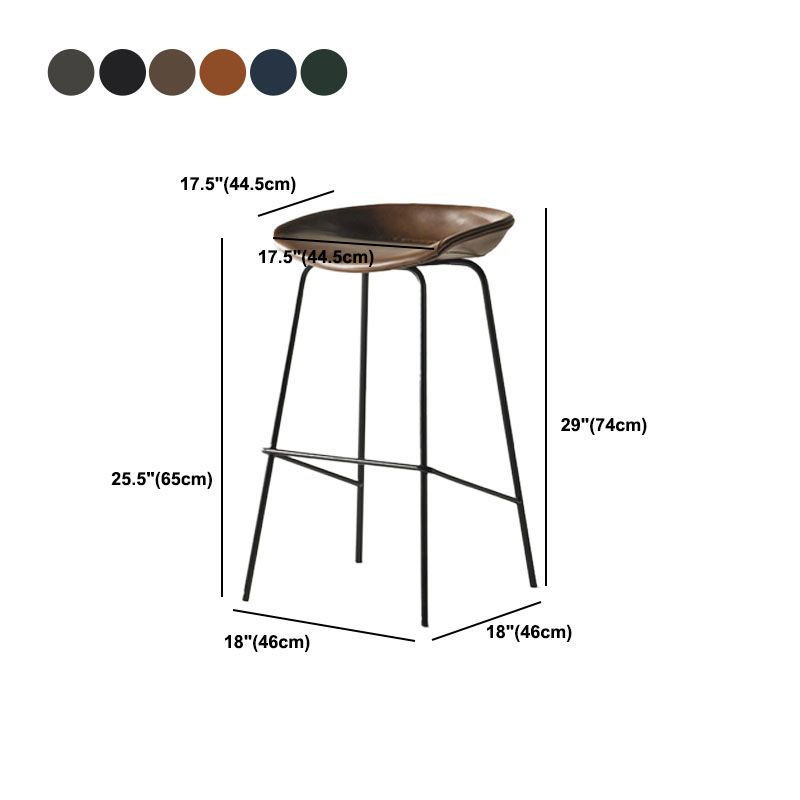 Zeitgenössischer mattes Finish Leder Barstool Low Back Coffee Shop Hocker