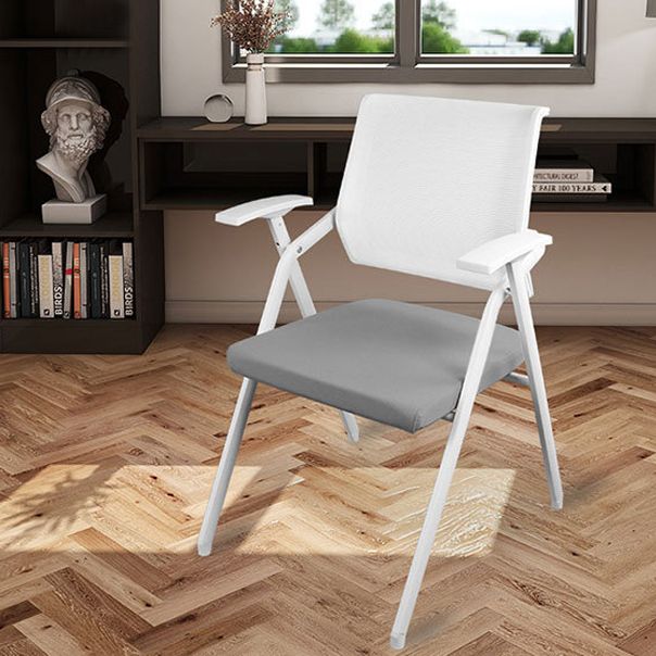 Mid Back Conference Chair with Arms White Metal Frame Modern Computer Office Chair Clearhalo 'furn' 'furn_office_chair' 'Furniture' 'furniture_office_chair' 'Office Chairs' 'Office Furniture' 'office_chair' 1200x1200_68674ac8-d1c7-439e-97c0-7d78b71b7ff5