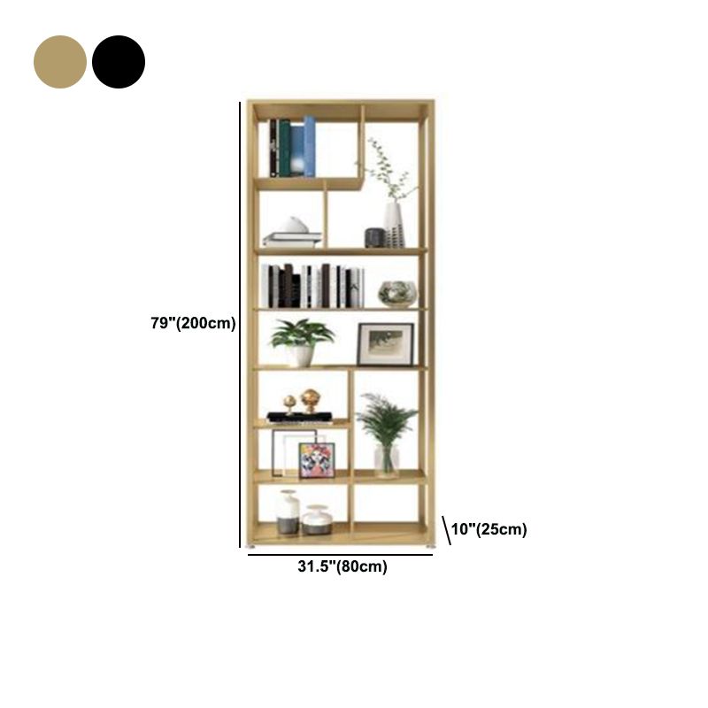 Open Back Bookshelf Scandinavian Home Office Bookcase with Metal Shelves