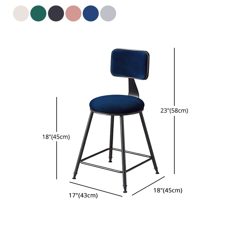 Contemporary Counter Bar Stool Backrest Velvet Bar Stool with Footrest, Iron Base Clearhalo 'Bar Furniture' 'Bar Stools' 'bar_stools' 'furn' 'furn_bar_stools' 'furniture_bar_stools' 'Kitchen & Dining Furniture' 'kitchen&dining_furn' 'kitchen' 'kitchen_furn' Furniture' 1200x1200_68698ebc-2522-48aa-a227-8bc4f582f1fb