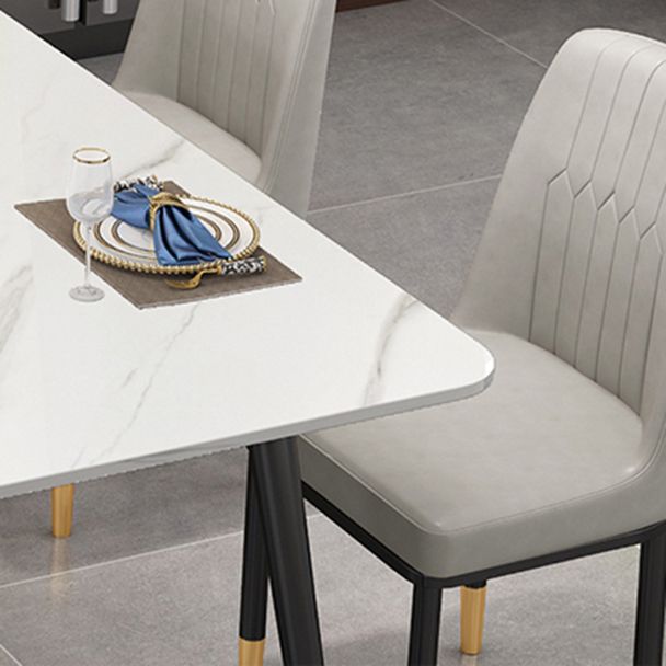 Glossy White Dining Table Set 1/4/5/7 Pieces Stone Dinette Set for Kitchen Clearhalo 'Dining Room Sets' 'Dining Tables & Seating' 'dining_room_set' 'furn' 'furn_dining_room_set' 'Furniture' 'Kitchen & Dining Furniture' 1200x1200_68699460-8a01-487c-b34a-0f2e772e8ac2