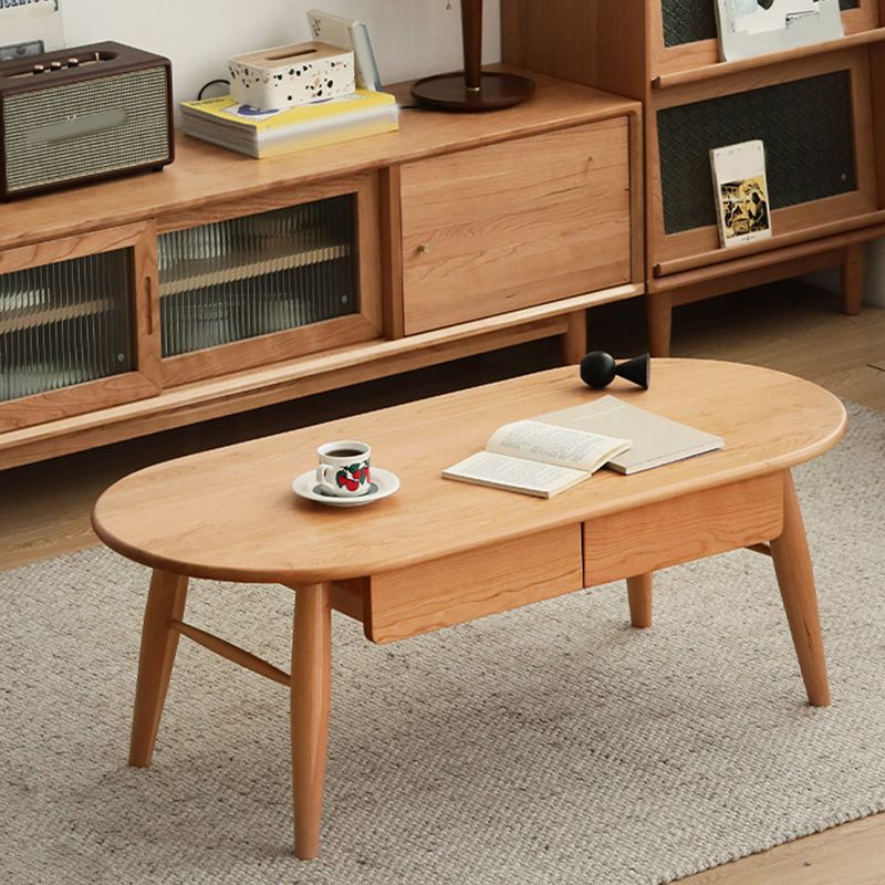 4 Legs Coffee Table Solid Wood Cocktail Table with 2 Storage Drawers Clearhalo 'Coffee & Accent Tables' 'Coffee Tables' 'coffee_tables' 'furn' 'furn_coffee_tables' 'Furniture' 'Living Room Furniture' 1200x1200_6869d08d-7222-4cbb-b610-9eaf7fc9560f