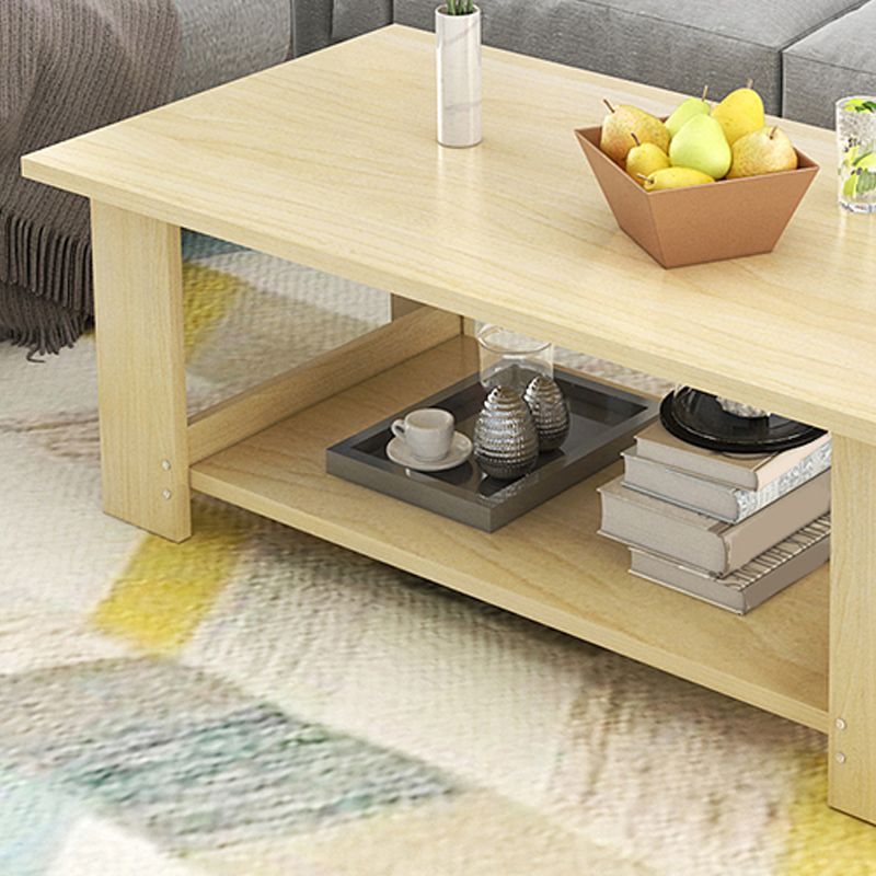 16.53" Tall Rectangle Top Coffee Table Wooden 4 Legs Cocktail Table with Shelf Clearhalo 'Coffee & Accent Tables' 'Coffee Tables' 'coffee_tables' 'furn' 'furn_coffee_tables' 'Furniture' 'Living Room Furniture' 1200x1200_686b5767-22c9-4315-b6cf-6f4156bd4977