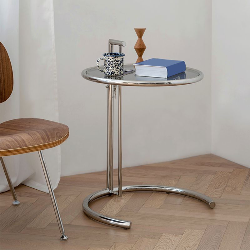 Adjustable Height Glass Side Table Modern Dia 20.1" C End Table Clearhalo 'Coffee & Accent Tables' 'End & Side Tables' 'end_side_tables' 'furn' 'furn_end_side_tables' 'Furniture' 'Living Room Furniture' 1200x1200_686c846b-ef57-45ed-9bae-7ddf5371797a