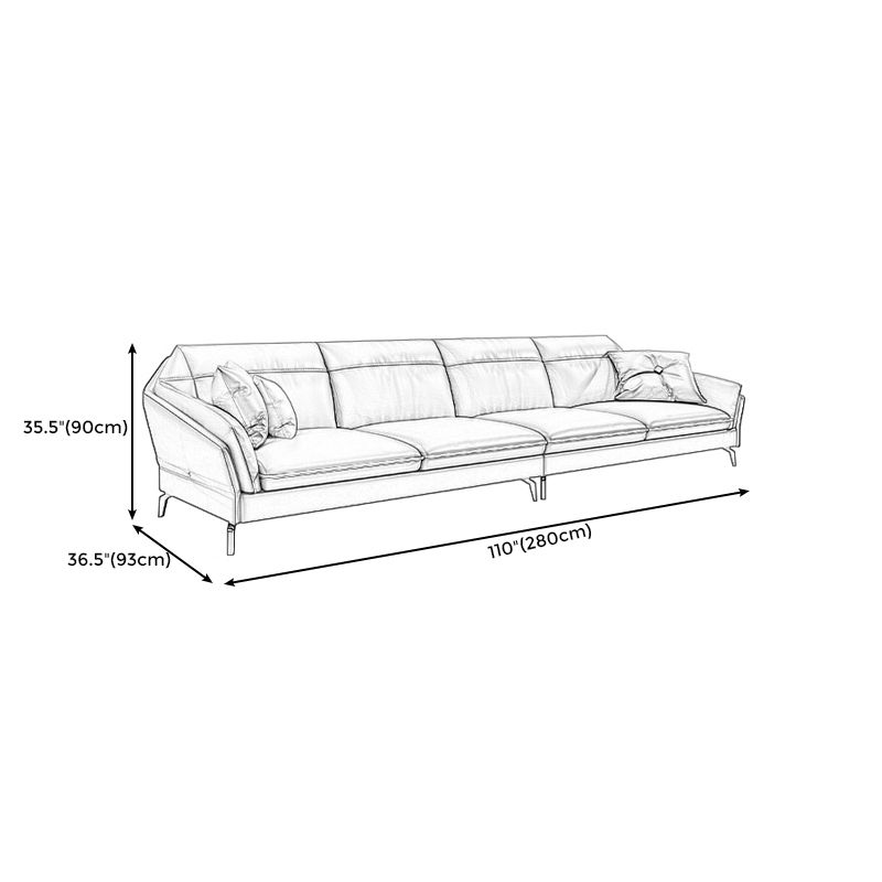 Sloped Arms Genuine Leather Sectional Sofa 35.43"High Cushion Back Sofa, Dark Brown Clearhalo 'furn' 'furn_sectionals' 'Furniture' 'furniture_sectionals' 'kitchen' 'kitchen_sectionals' 'Living Room Furniture' 'Sectionals' 1200x1200_686d5686-27ed-45d0-8faa-2d43d2e1ffde