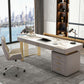 Glam Writing Desk Stone Rectangle 29.53" Tall Office Desk with Drawers Clearhalo 'furn' 'furn_office_desk' 'Furniture' 'Office Desks' 'Office Furniture' 'office_desk' 1200x1200_686e1123-06cf-4a49-915f-9b676a57289f