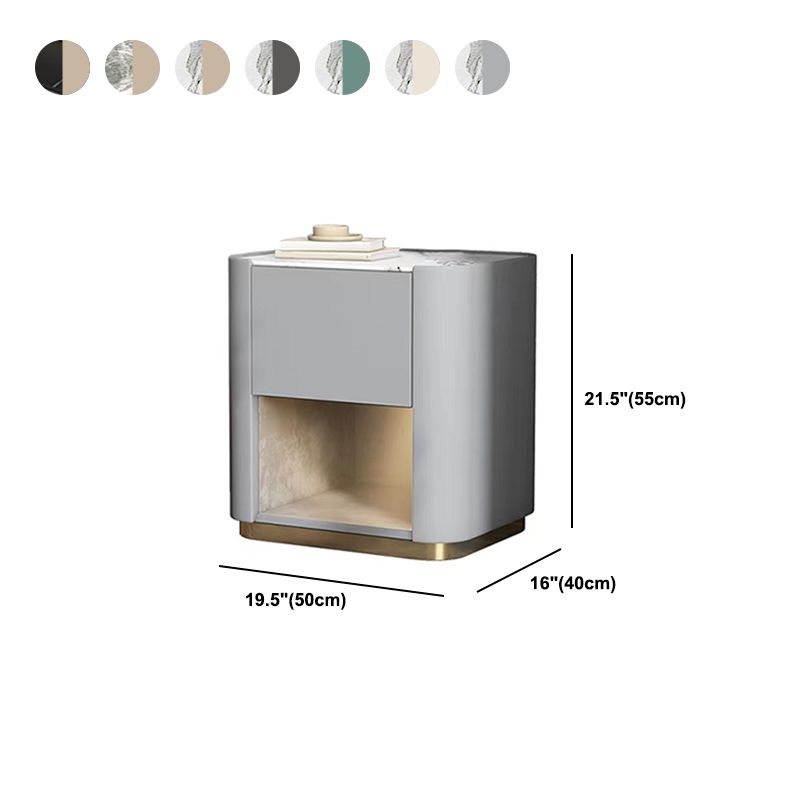 Contemporary Stone Top 1-Drawer, 1 Shelf Nightstand 21.65" Tall Nightstand Clearhalo 'Bedroom Furniture' 'furn' 'furn_night_stand' 'Furniture' 'night_stand' 'Nightstands' 1200x1200_686ed4ca-fac5-46d8-beb6-bdf72f9db33b