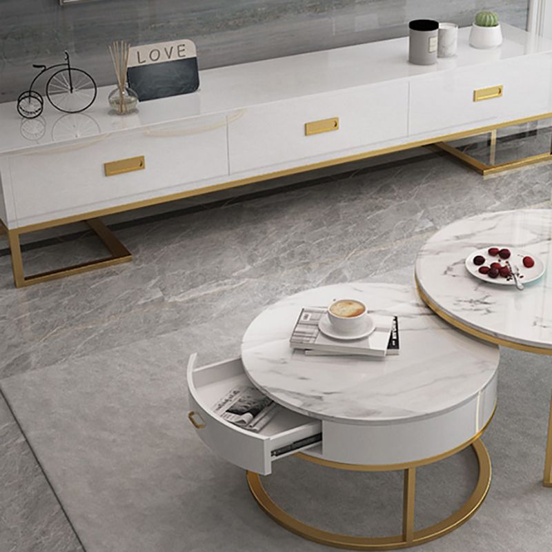 Glam 16" W TV Media Stand Wood Enclosed Storage TV Stand Console with Drawers