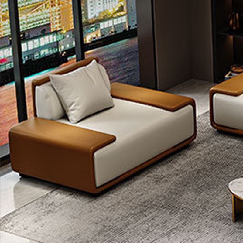 Assembled Genuine Leather Living Room Recessed Arm Modular Sofa & Chaise Clearhalo 'furn' 'furn_sectionals' 'Furniture' 'furniture_sectionals' 'kitchen' 'kitchen_sectionals' 'Living Room Furniture' 'Sectionals' 1200x1200_68711228-e843-4e38-8c81-9ceb83564848