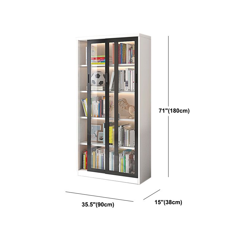 Modern Metal Storage Cabinet Glass Doors Display Cabinet with Lighting Clearhalo 'Display & China Cabinets' 'display_china_cabinets' 'furn' 'furn_display_china_cabinets' 'Furniture' 'Kitchen & Dining Furniture' 1200x1200_687157d7-3a07-4623-b73c-2ce165a096c3