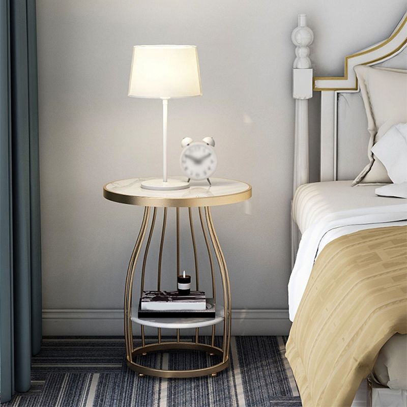 Marble Top End Table Metal Frame Sofa Side End Table with Shelf for Living Room Clearhalo 'Coffee & Accent Tables' 'End & Side Tables' 'end_side_tables' 'furn' 'furn_end_side_tables' 'Furniture' 'Living Room Furniture' 1200x1200_687292a3-2da5-4fa2-a606-446bba8c690b