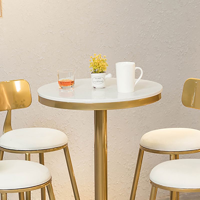 Glam Faux Marble Bistro Table Indoor Gold Steel Bar Dining Table with Single Pedestal Clearhalo 'Bar Furniture' 'Bar Tables' 'bar_tables' 'furn' 'furn_bar_tables' 'Furniture' 'furniture_bar_tables' 'Kitchen & Dining Furniture' 1200x1200_687474c0-959d-4f43-9503-5033b0752a4e