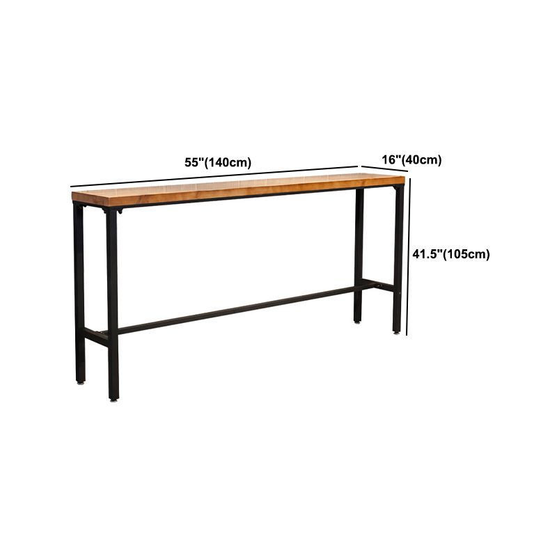 Pine Wood Top Rectangular Bar Table Industrial Pub Table with Metal Trestle Base Clearhalo 'Bar Furniture' 'Bar Tables' 'bar_tables' 'furn' 'furn_bar_tables' 'Furniture' 'Kitchen & Dining Furniture' 1200x1200_6875b971-639a-4472-89a1-cbcd328e55c2