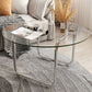 Contemporary Round Glass Top Coffee Table with Steel Sled Legs Clearhalo 'Coffee & Accent Tables' 'Coffee Tables' 'coffee_tables' 'furn' 'furn_coffee_tables' 'Furniture' 'Living Room Furniture' 1200x1200_6875d80f-b2a5-48ff-b41b-b3aa7ebdee71