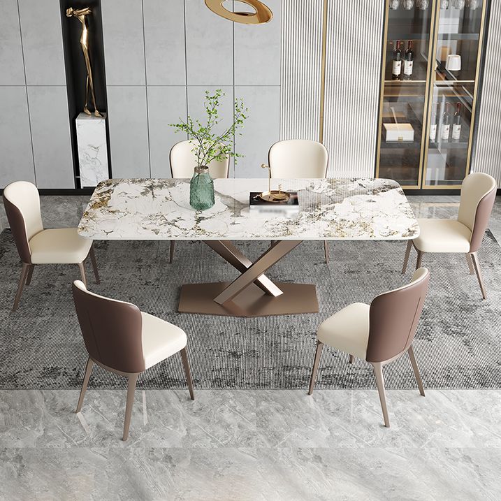 Metal Traditional Luxury Rectangle Indoor Table Sintered Stone Table with Pedestal Base Clearhalo ' dining_table' 'Dining Tables & Seating' 'Dining Tables' 'furn' 'furn_dining_table' 'Furniture' 'furniture_dining_table' 'Kitchen & Dining Furniture' 'kitchen&dining_furn' 'kitchen' 'kitchen_dining_table' 1200x1200_68778f48-1850-4433-8f02-a8ab06212b96
