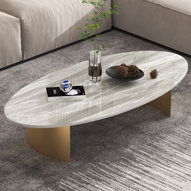 Modern Style Black Gold/white/grey Oval Coffee Table with Rock Board Clearhalo 'Coffee & Accent Tables' 'Coffee Tables' 'coffee_tables' 'furn' 'furn_coffee_tables' 'Furniture' 'Living Room Furniture' 1200x1200_687880ca-5d9c-438f-9969-f7d93998108d