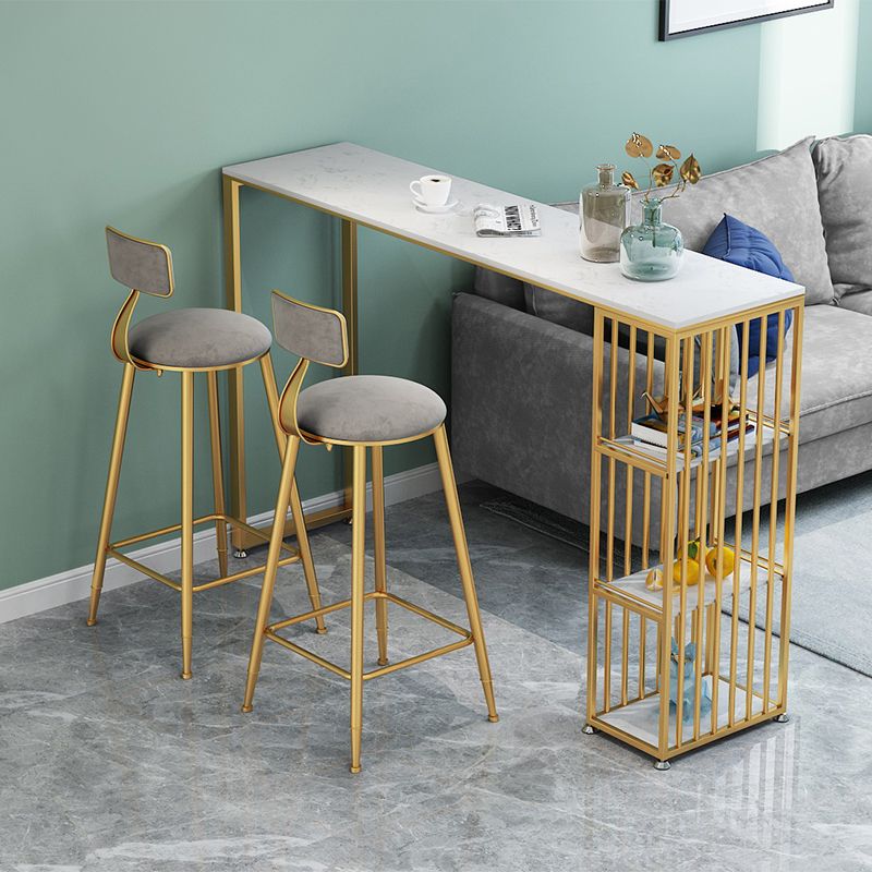 1/3 Pieces Luxurious Rectangular Bar Table Set Artificial Marble Top Pub Table Set
