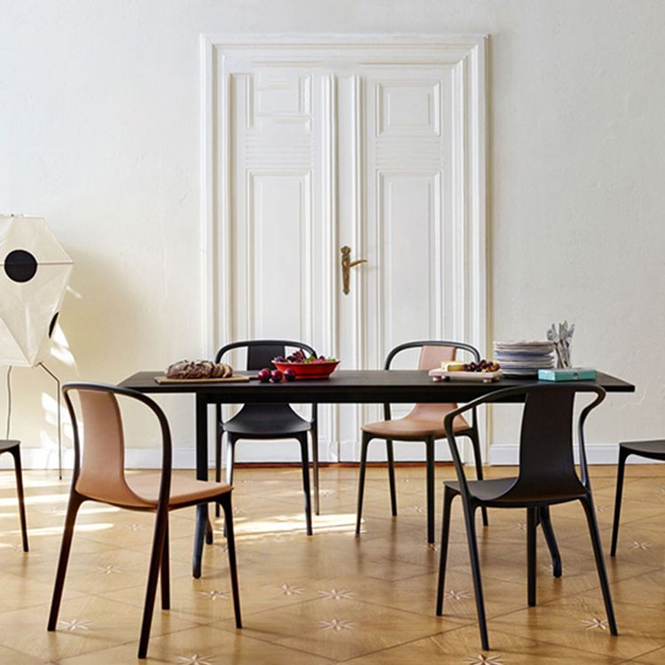 Scandinavian Plastic Dining Arm Chair Stackable Slat Back Armchair (Set of 4) Clearhalo ' kitchen&dining_furn' 'Dining Chairs' 'Dining Tables & Seating' 'dining_chair' 'furn' 'furn_dining_chair' 'Furniture' 'furniture_dining_chair' 'Kitchen & Dining Furniture' 'kitchen' 1200x1200_687cbc54-93d4-451f-a067-9de6970865c6