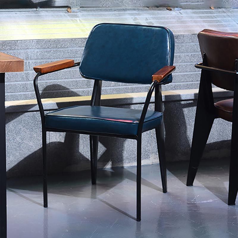 Industrial Open Back Dining Chair Upholstered Arm Chair with Black Legs Clearhalo 'Dining Chairs' 'Dining Tables & Seating' 'dining_chair' 'furn' 'furn_dining_chair' 'Furniture' 'Kitchen & Dining Furniture' 1200x1200_687d7ed3-5a57-4281-8420-b108c33cd9cd